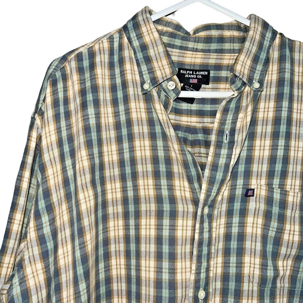 Ralph‎ Lauren Jeans Co Plaid Button Down Mens L Coastal Grandfather Old Money